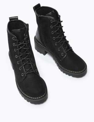 black block heel lace up boots