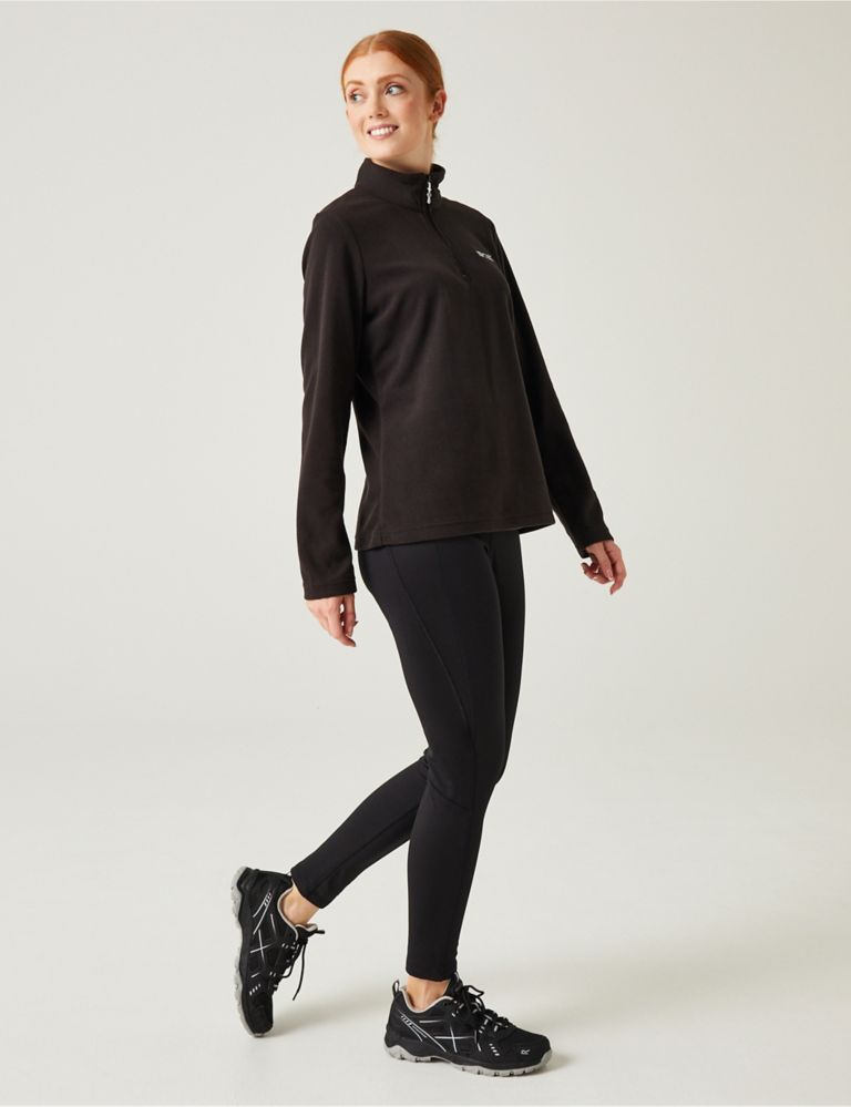 Black Mid Waist Fleece Winter Thermal Legging, Casual Wear, Slim