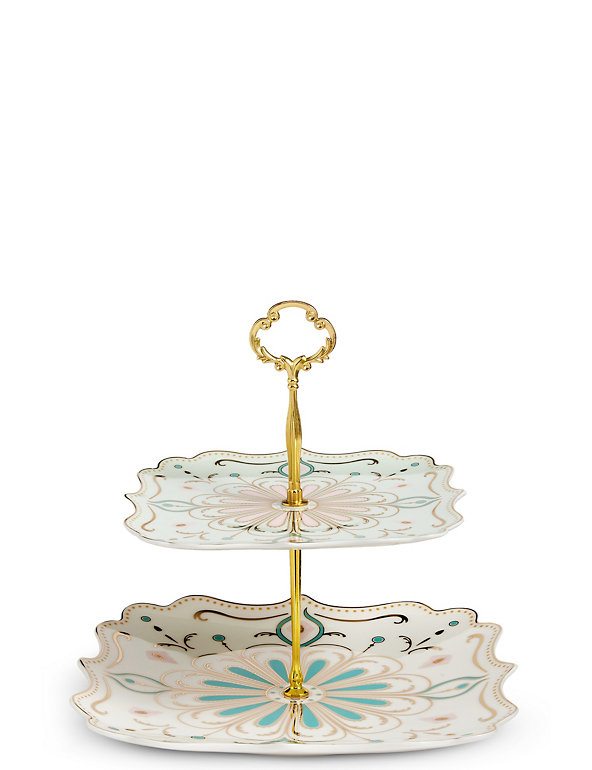 MARKS AND SPENCER HOLLYWOOD FINE CHINA  2 TIER CAKE STAND