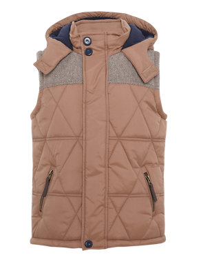 Hooded & Quilted Thermal Padded Gilet Image 2 of 7