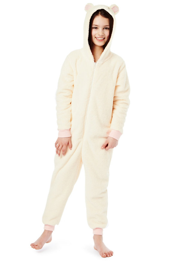Hooded Bunny Fleece All-in-One with Stay New™ Image 1 of 1