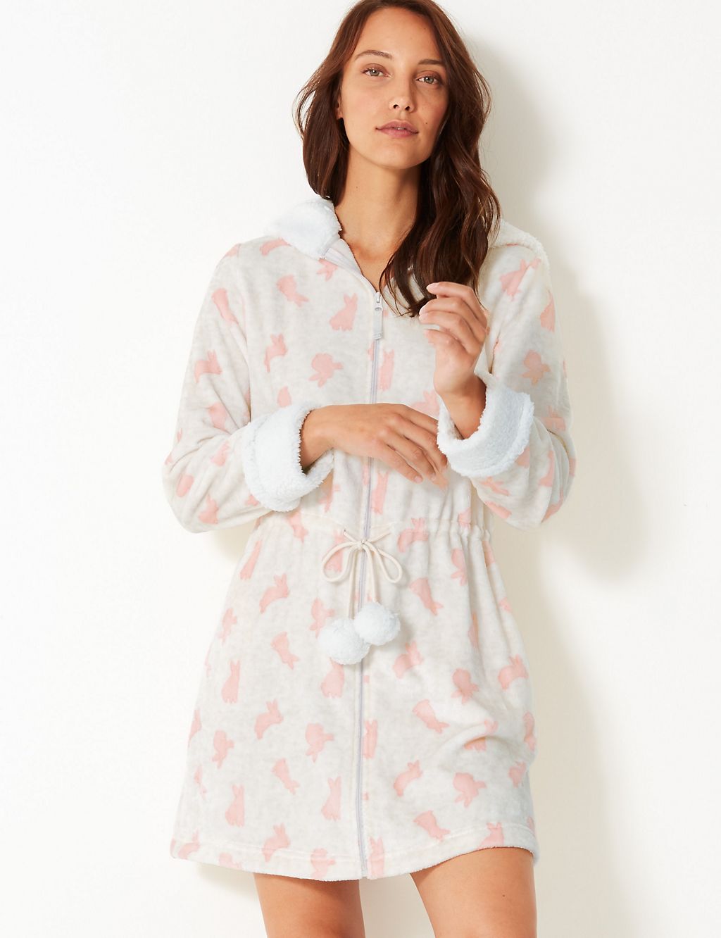 Hooded Bunny Zip-up Short Dressing Gown 3 of 4