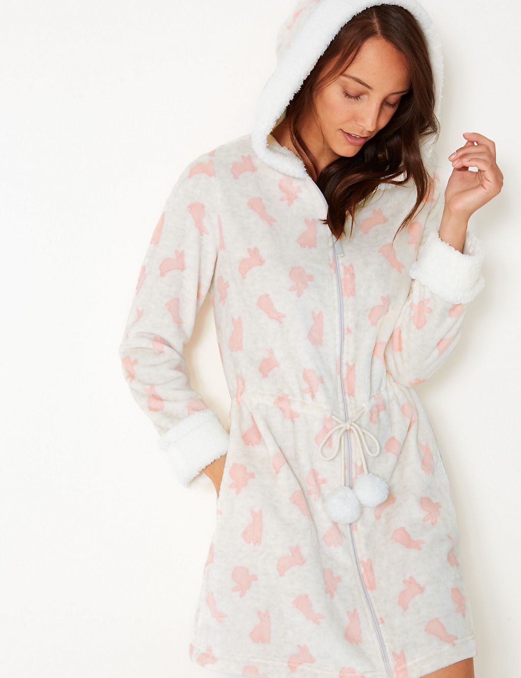Hooded Bunny Zip-up Short Dressing Gown 4 of 4