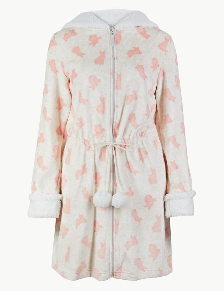Hooded Bunny Zip-up Short Dressing Gown 2 of 4