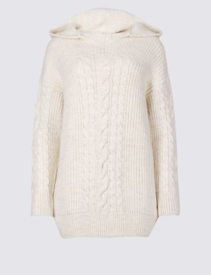 Hooded Cable Knit Jumper Image 2 of 4