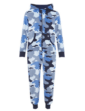 Hooded Camouflage Fleece Onesie with StayNEW™ Image 2 of 5
