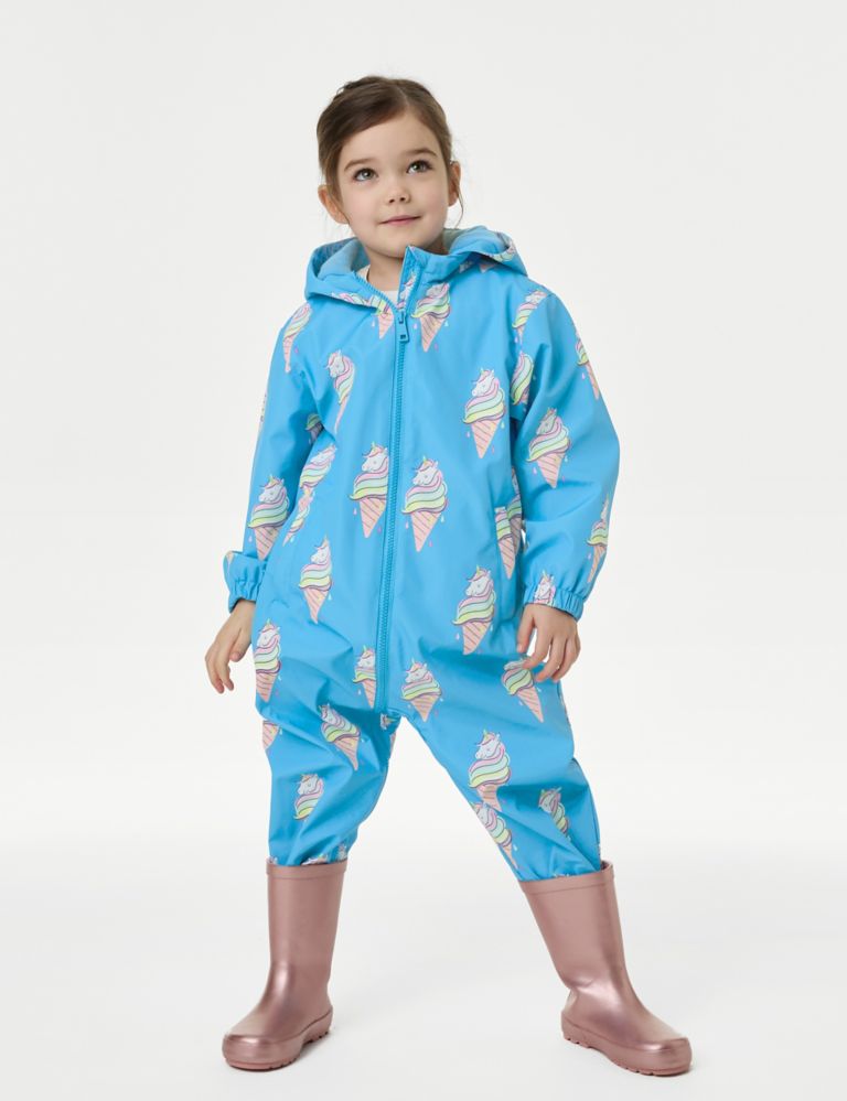 Hooded Colour Block Puddlesuit (2-8 Years) 1 of 7