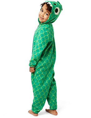 Hooded Dinosaur Fleece All-in-One with Stay New™ Image 2 of 3