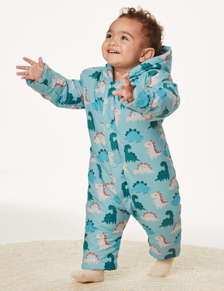 Hooded Dinosaur Print Snowsuit 0 3 Yrs M S Collection M S