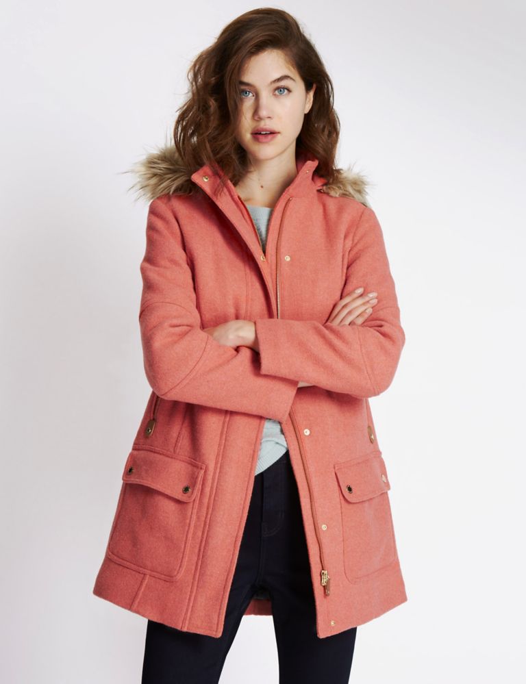 Hooded Duffle Coat with Wool 1 of 5