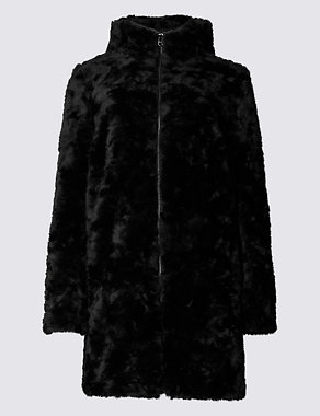 Hooded Faux Fur Overcoat Image 2 of 4