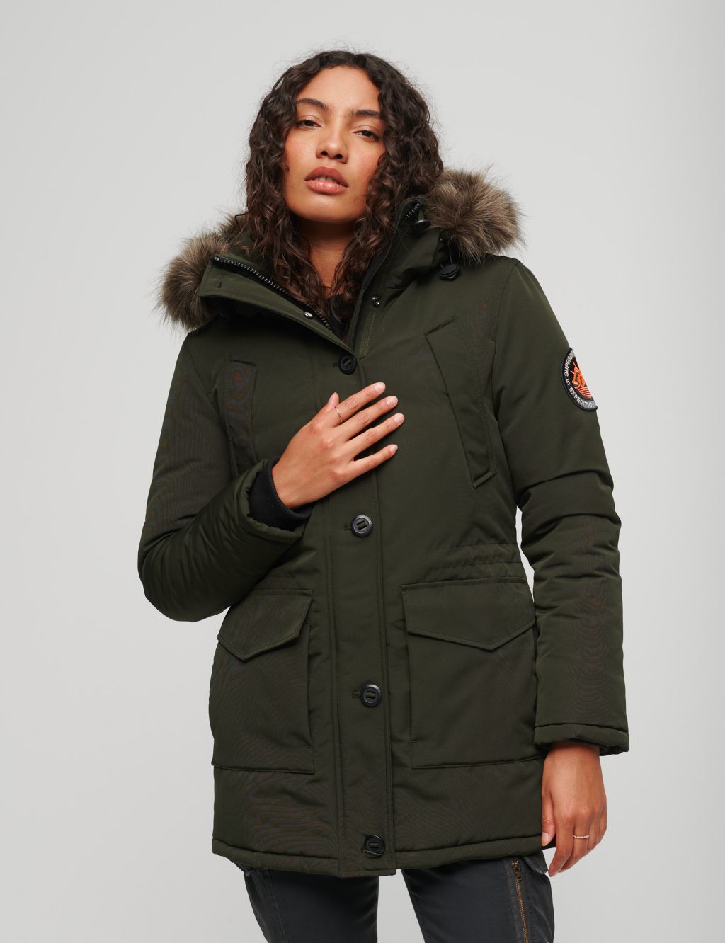 Hooded Faux Fur Trim Parka Coat | Superdry | M&S
