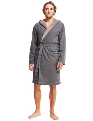 mens hooded fluffy dressing gown