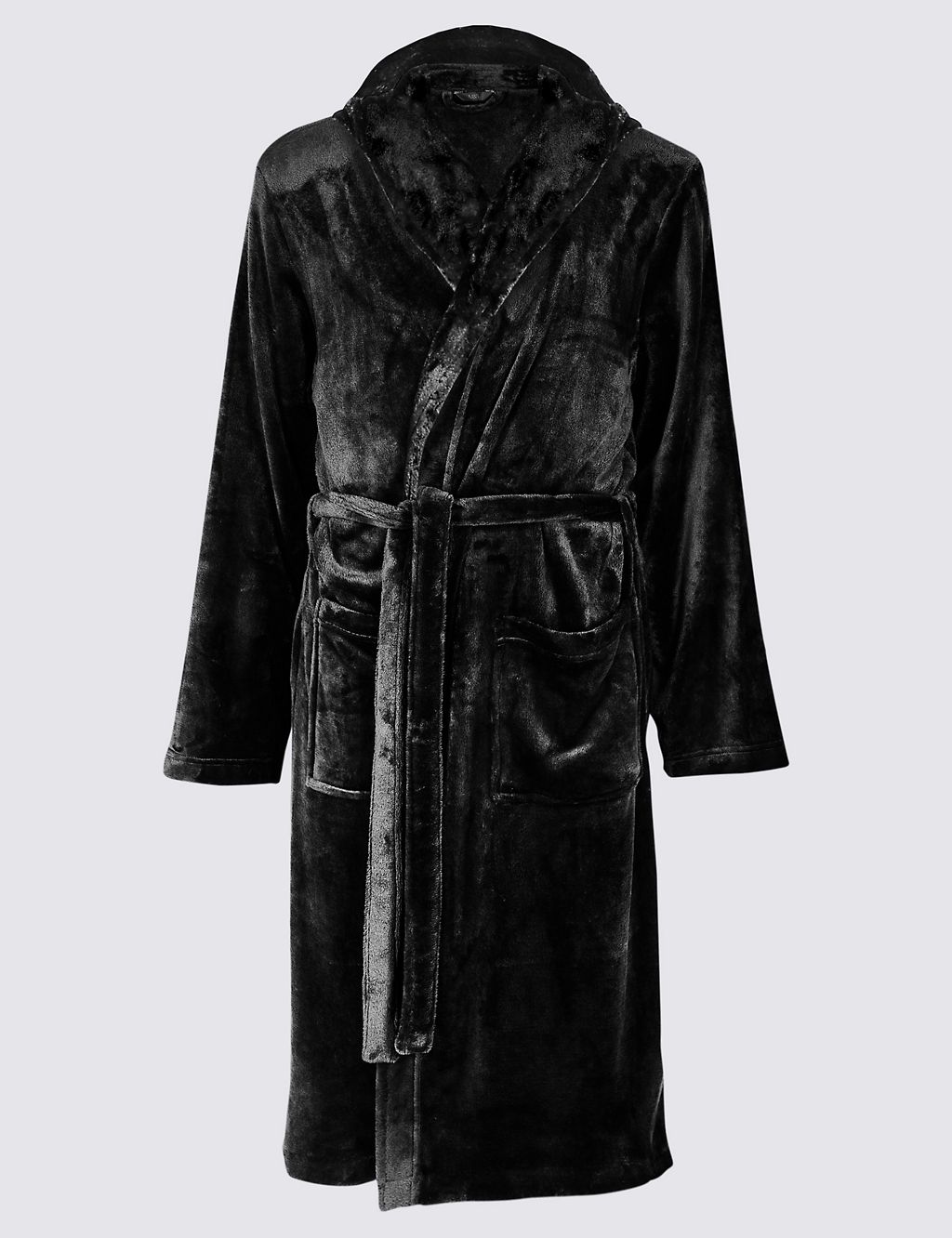 Hooded Fleece Dressing Gown with Belt 1 of 4