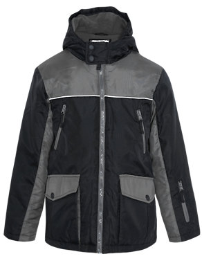 Hooded Funnel Neck Panelled Coat with Stormwear™ Image 2 of 7