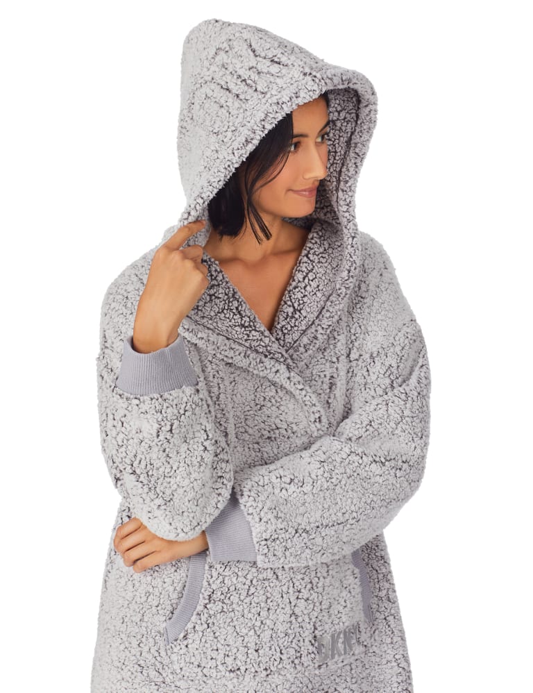 Long fluffy hooded dressing gown shop