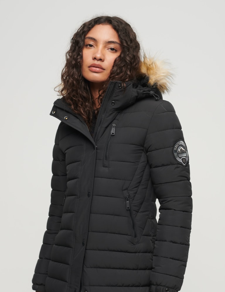 Hooded Longline Puffer Coat | Superdry | M&S