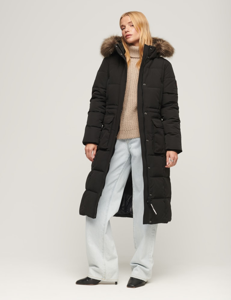 Hooded Longline Puffer Coat Superdry M S