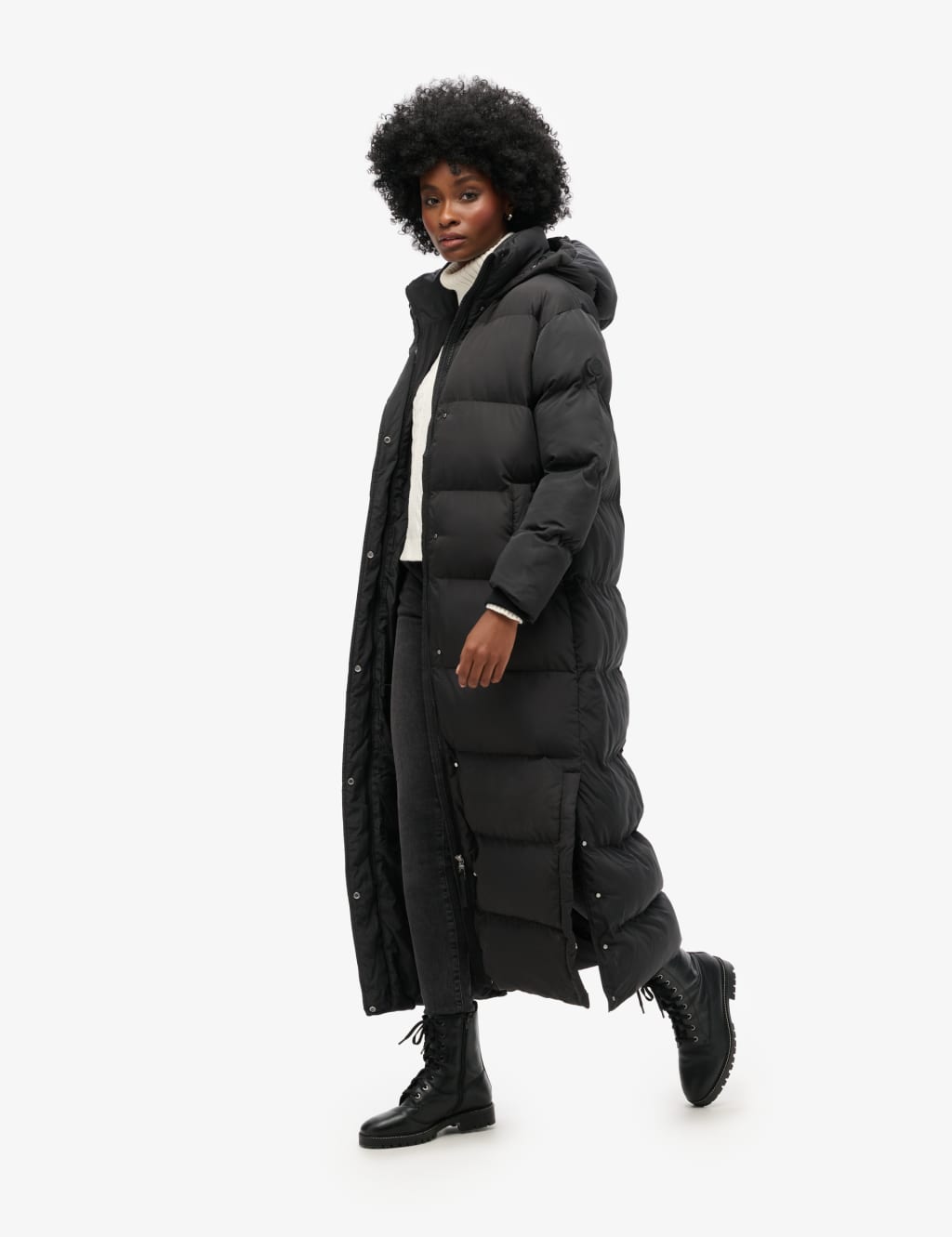 Black long line puffer deals