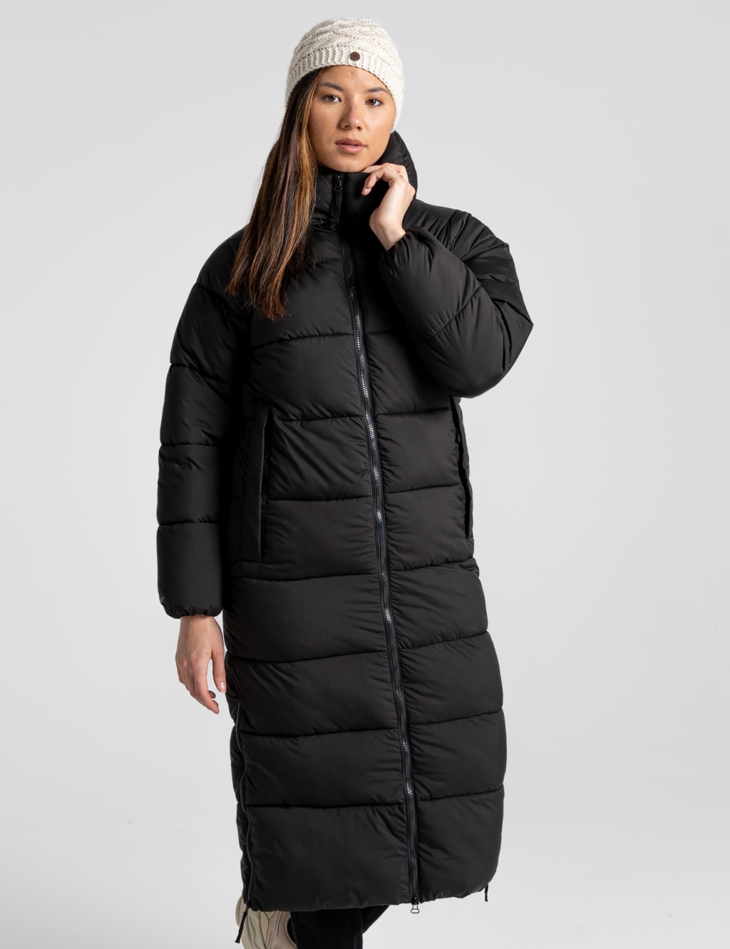 Longline puffer coat with hood discount