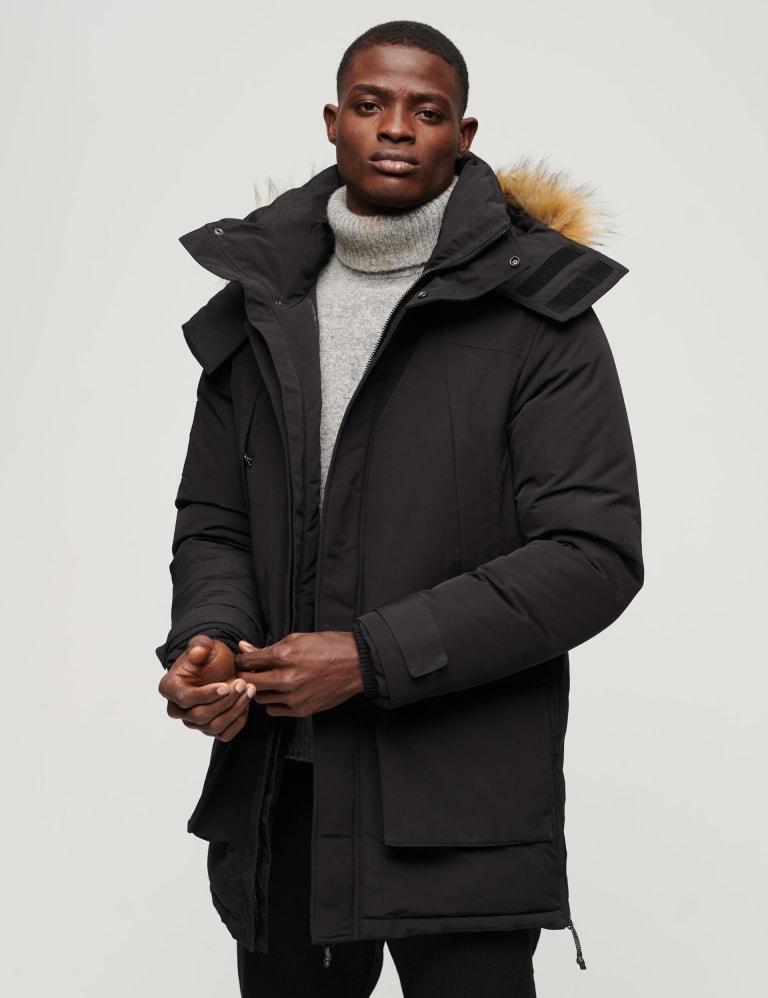 Designer mens parka sale coats with fur hood