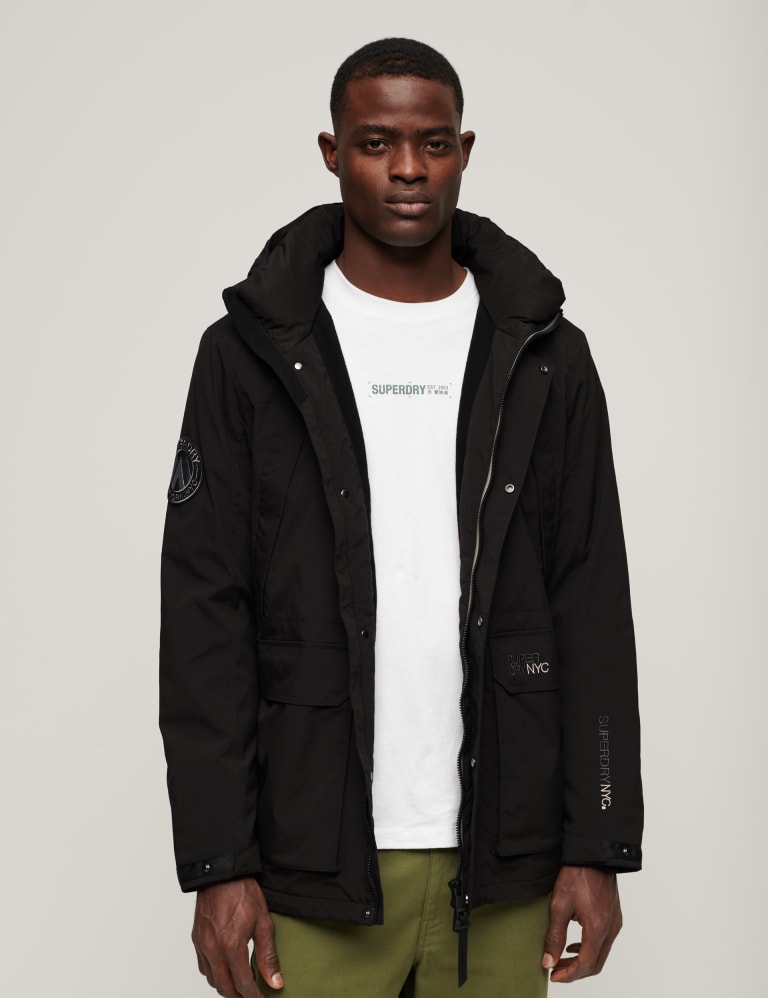 Superdry white parka hot sale
