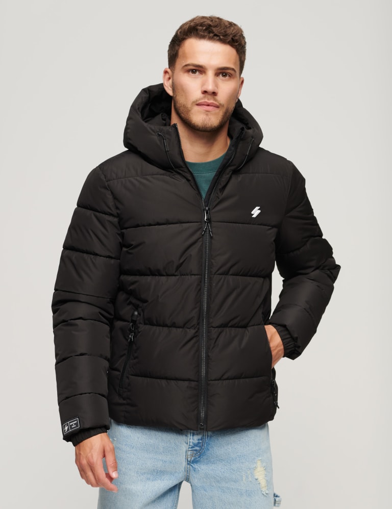 Superdry black puffer clearance jacket