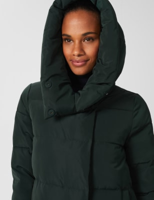 womens longline puffer coat black