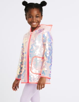 Girls sequin store rain coat