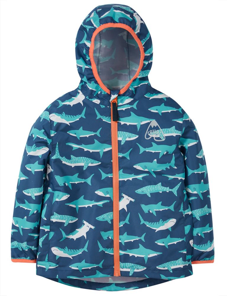 Hooded Shark Print Raincoat (2-10 Yrs) 1 of 3