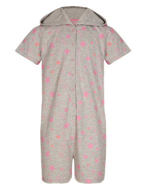 Hooded Star Print Soft & Cosy Playsuit (5-14 Years) Image 2 of 4