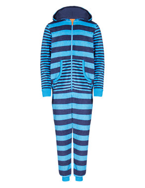Hooded Striped Fleece Onesie with StayNEW™ (5-14 Years) Image 2 of 5