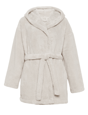 pink teddy hooded dressing gown