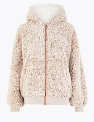 Teddy fleece store hooded jacket