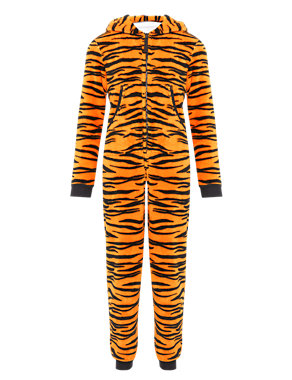Hooded Tiger Fleece Soft & Cosy Onesie with StayNEW™ Image 2 of 4