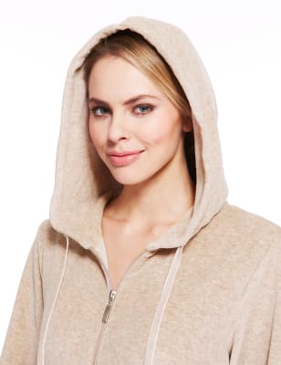 Hooded zipped dressing outlet gown