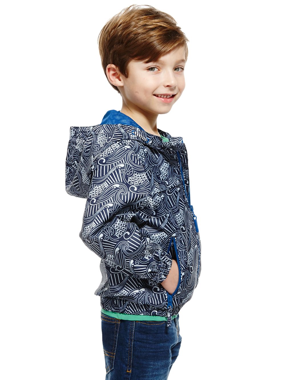 Hooded Zip Through Wave Print Mac with Stormwear™ (1-7 Years) 2 of 4