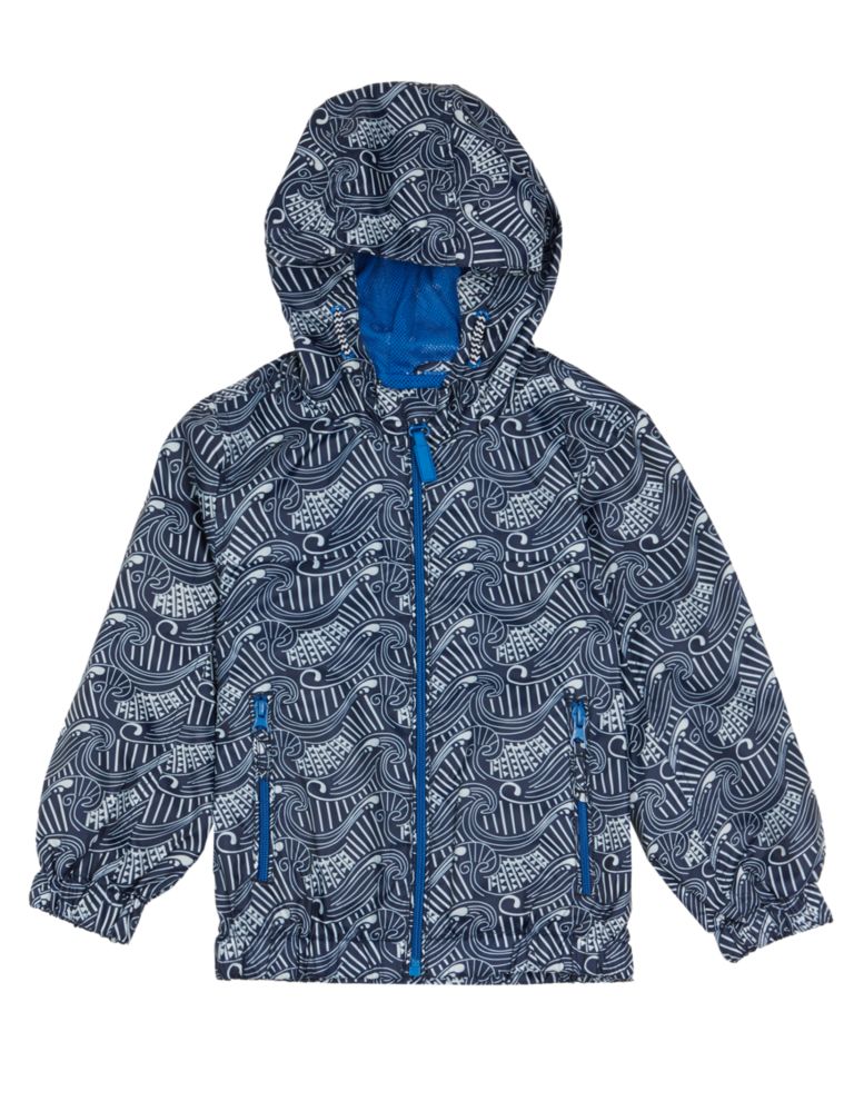Hooded Zip Through Wave Print Mac with Stormwear™ (1-7 Years) 2 of 4