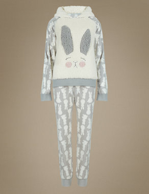 Hopping Bunny Print Fleece Pyjamas Image 2 of 4