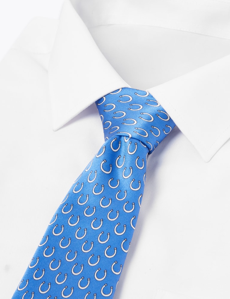 Horseshoe Print Pure Silk Tie M&S Collection Luxury M&S