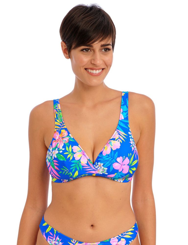 Hot Tropics Floral V-Neck Bikini Top, Freya