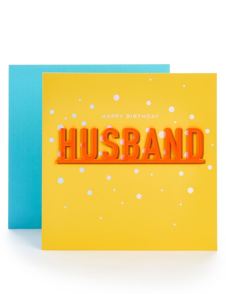 Husband Neon Letters Birthday Card 1 of 4