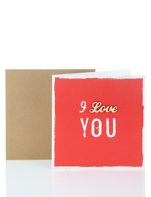 I Love You Wooden Valentine's Day Card Image 1 of 2