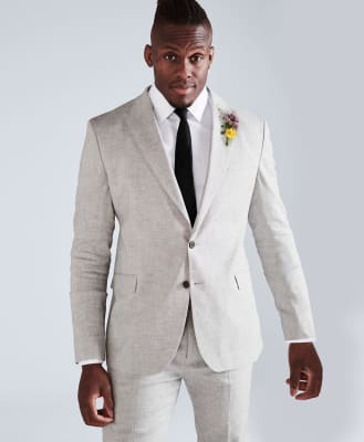 mens grey linen suit for beach wedding