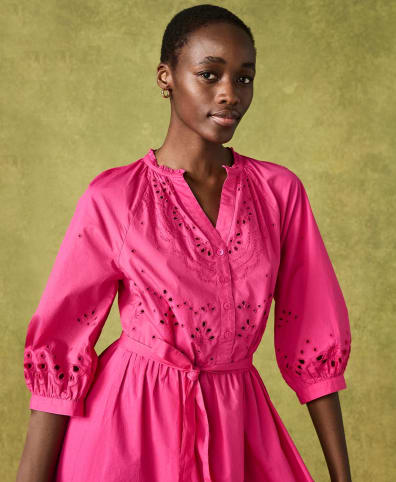 Broderie anglaise dress on sale pink