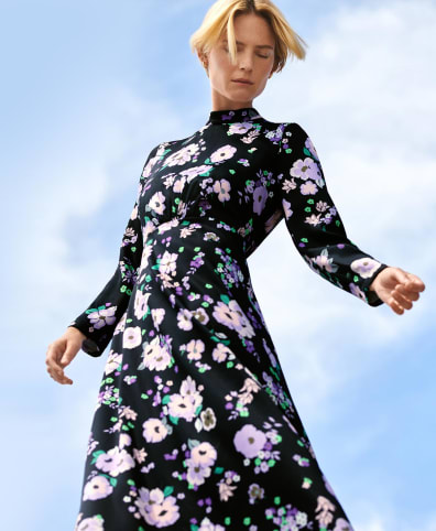 How to Wear a Dress in Different Seasons: Black Floral Print in