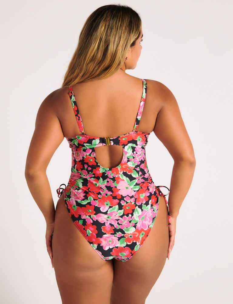 Ibiza Floral Wired Drawstring Plunge Swimsuit 2 of 7