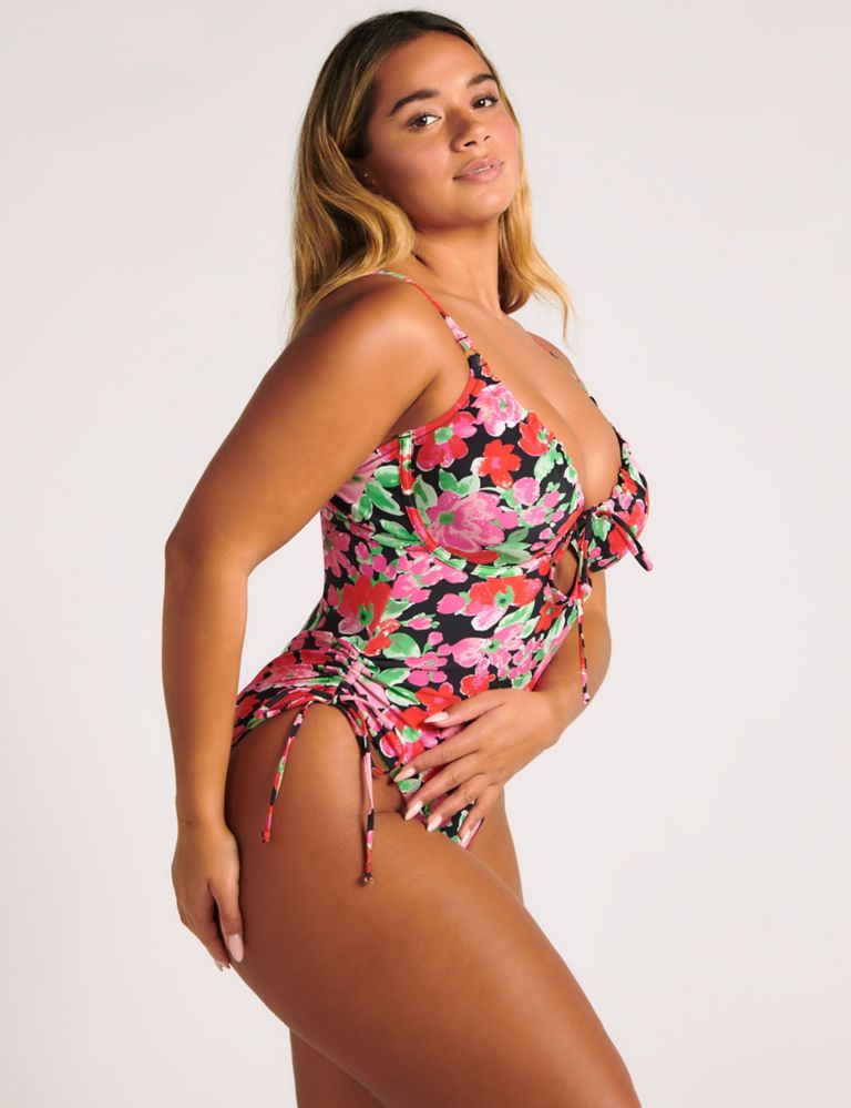 Ibiza Floral Wired Drawstring Plunge Swimsuit 3 of 7