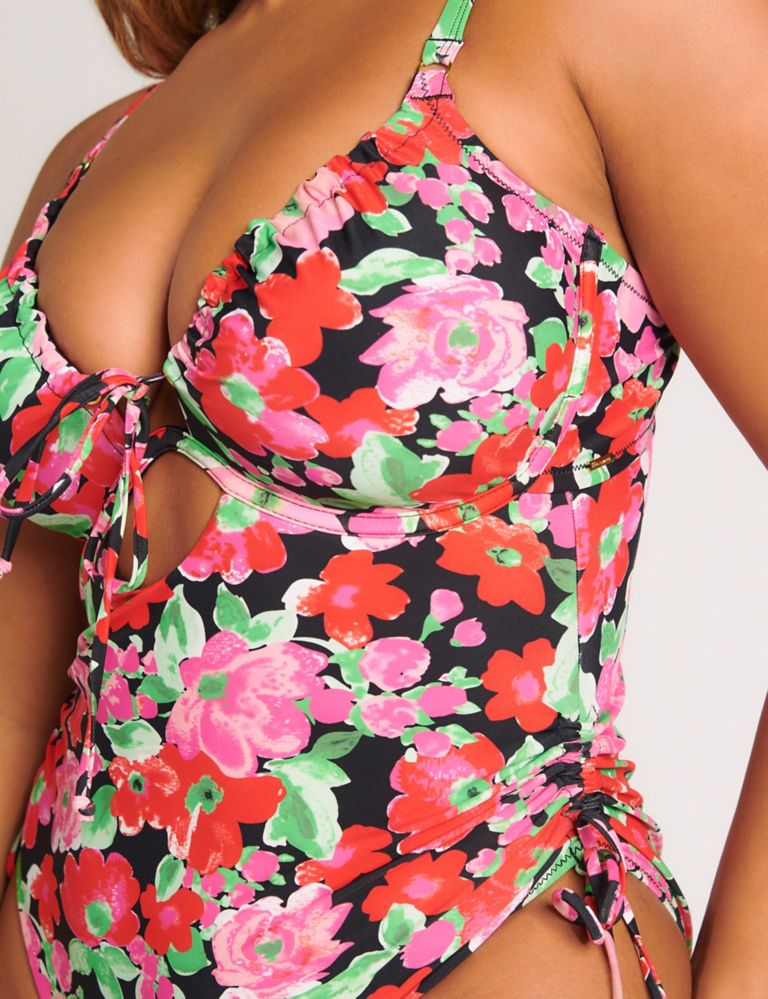 Ibiza Floral Wired Drawstring Plunge Swimsuit 4 of 7