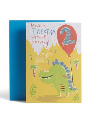 Illustrated Dinosaur 2nd Birthday Card Image 1 of 2